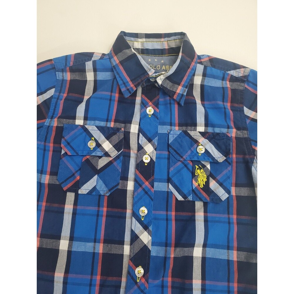 U.S.‎ Polo Assn. Youth Boy's Short Sleeve Button Casual Plaid Shirt, 5/6